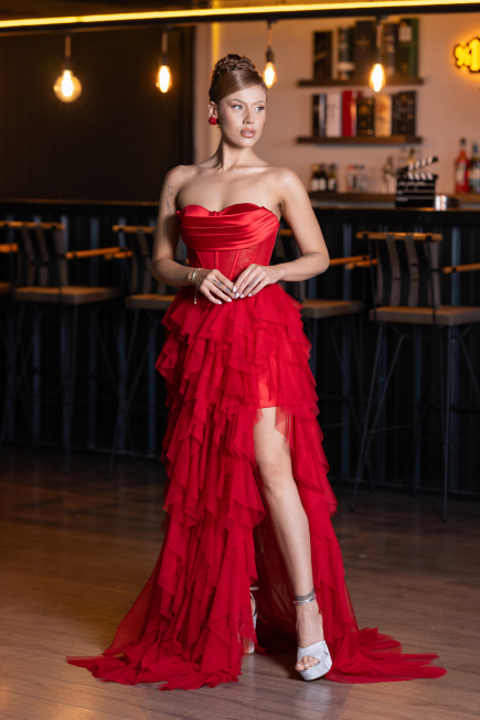 Robe de Soirée Longue Rouge ABU5071