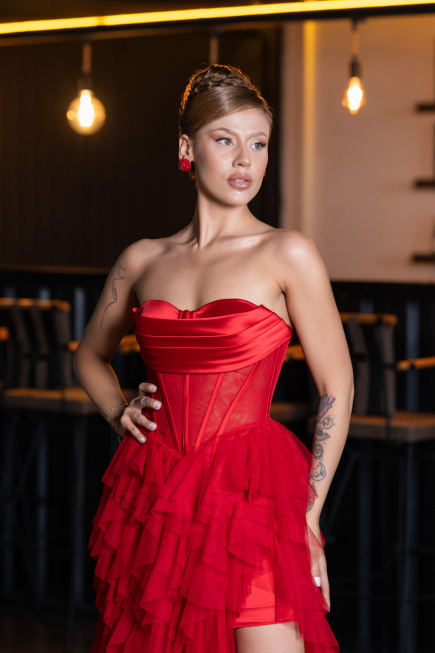Robe de Soirée Longue Rouge ABU5071