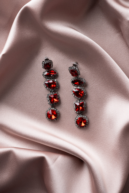Boucle D'Oreille Anthracite-Rouge UK622