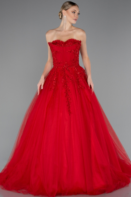 Robe De Soirée De Créateur Longue Rouge ABU4431