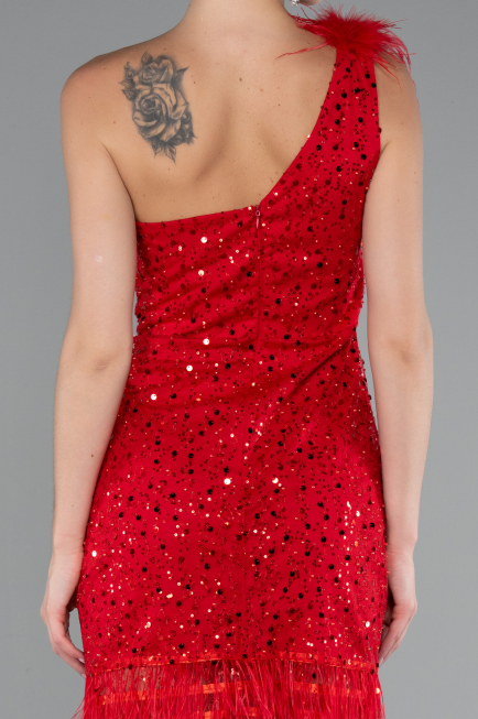 Robe De Soirée Squameuse Courte Rouge ABK2256