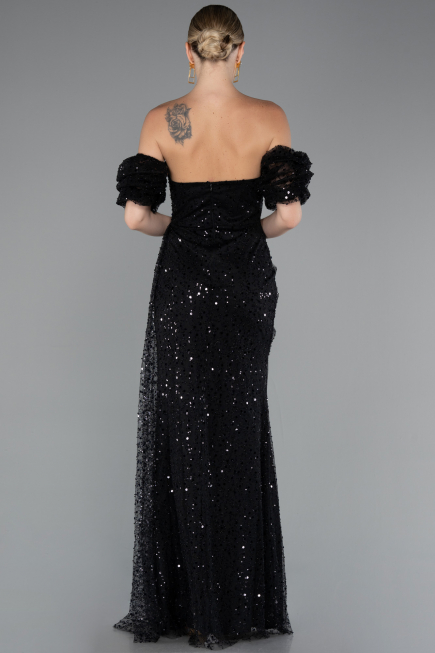 Robe de Soirée Longue Squameuse Noir ABU5075