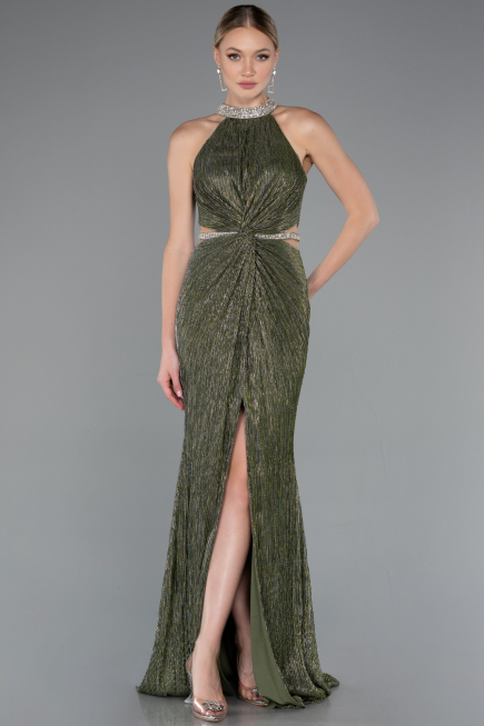 Robe de Soirée Longue Kaki ABU4324