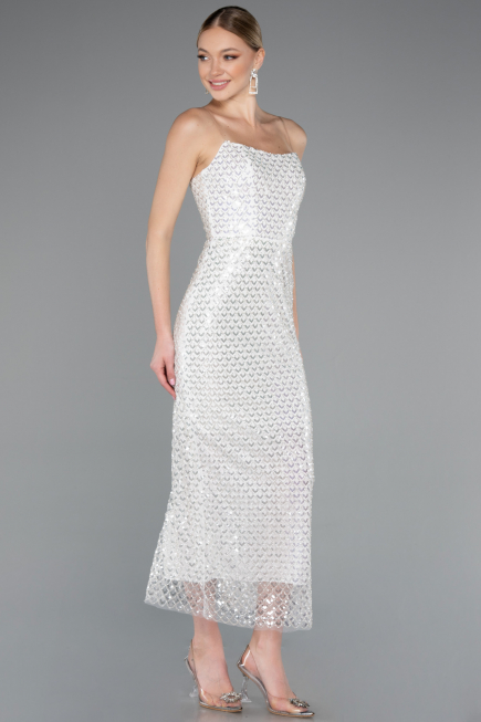 Robe De Cérémonie Midi Blanc ABK2260