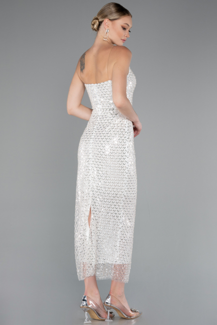 Robe De Cérémonie Midi Blanc ABK2260