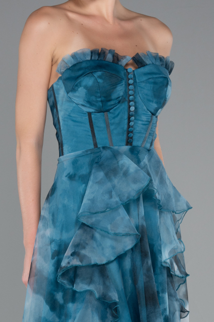 Robe De Soirée Longue Vert Pétrole ABU3360