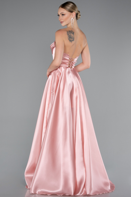 Robe de Soirée Longue Satin Poudre ABU5064