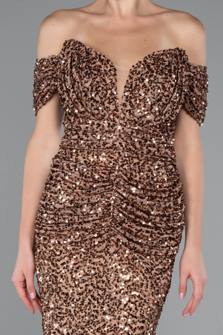 Robe Queue de Poisson Longue Squameuse Cuivre ABU4906