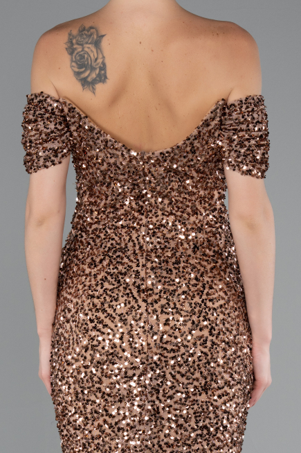 Robe Queue de Poisson Longue Squameuse Cuivre ABU4906