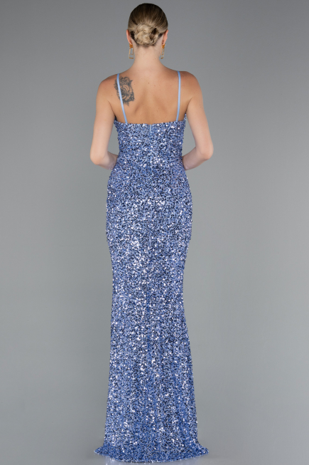 Robe De Soirée Squameuse Longue Indigo ABU4842