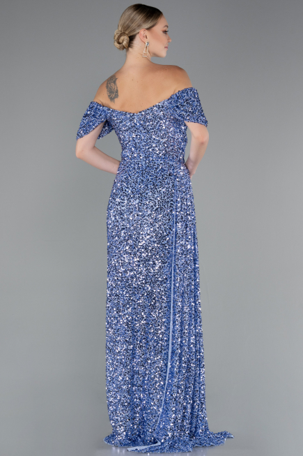 Robe de Soirée Longue Squameuse Indigo ABU4843