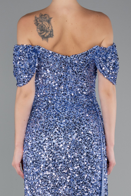Robe de Soirée Longue Squameuse Indigo ABU4843