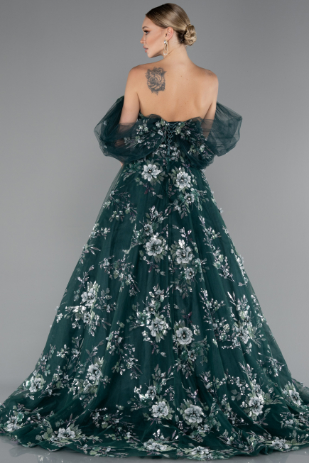 Robe De Fiançailles Grande Taille Longue Émeraude ABU5076