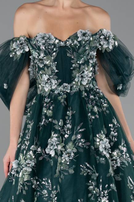 Robe de Fiançailles Design Personnalisé Longue Émeraude ABU5074
