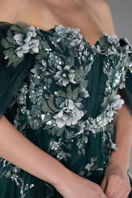 Robe de Fiançailles Design Personnalisé Longue Émeraude ABU5074