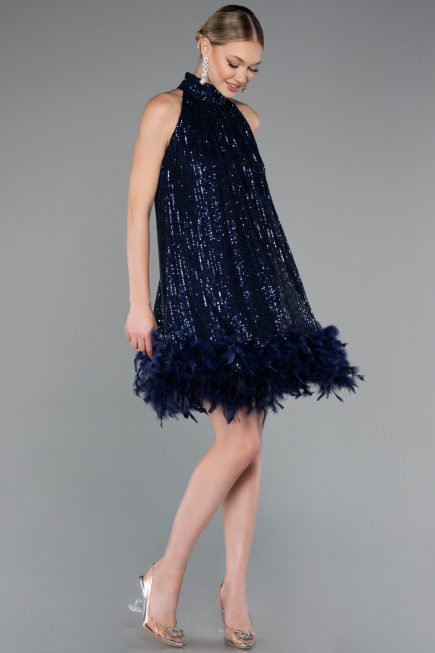 Tenue de Soirée Courte Bleu Marine ABK2348