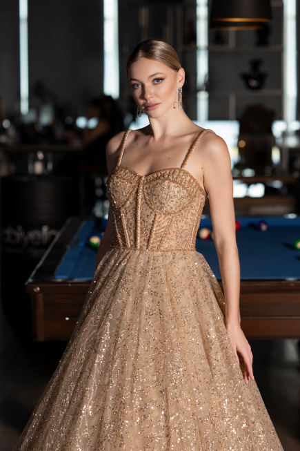 Robe De Soirée Longue Or ABU3839