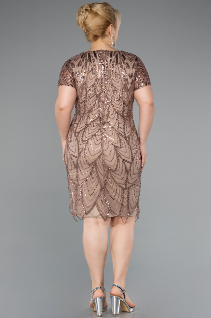 Robe De Invitation Grande Taille Courte Cappuccino ABK2380