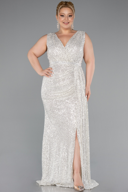 Robe de Soirée Grande Taille Longue Squameuse Vison ABU3194