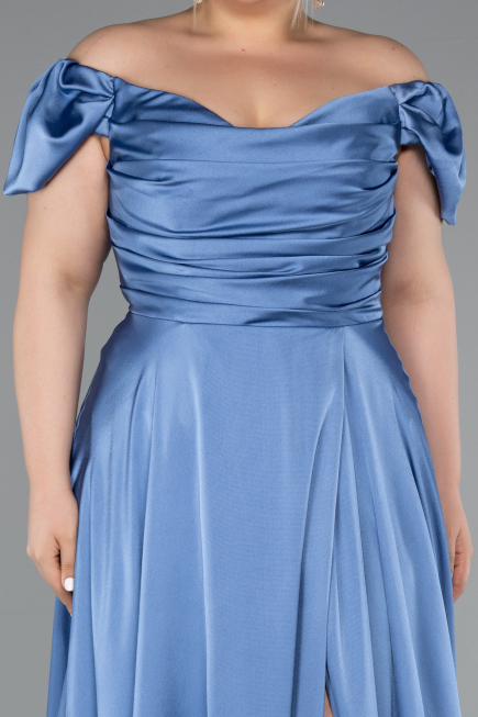 Robe De Soirée Grande Taille Satin Longue Indigo ABU4576