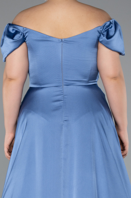 Robe De Soirée Grande Taille Satin Longue Indigo ABU4576