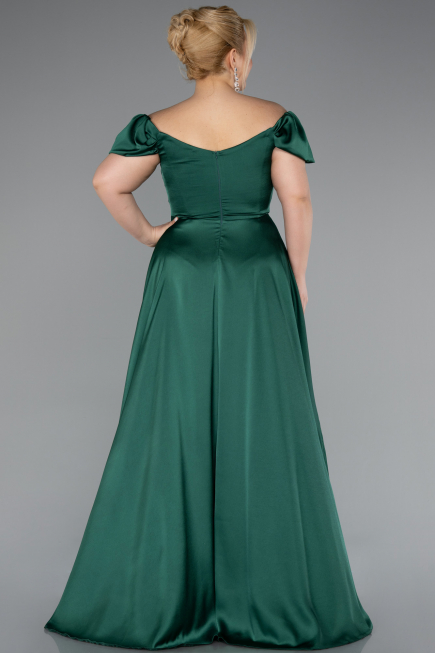 Robe De Soirée Grande Taille Satin Longue Émeraude ABU4576