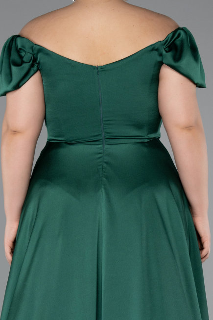 Robe De Soirée Grande Taille Satin Longue Émeraude ABU4576
