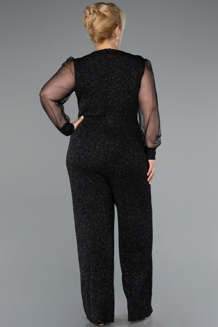 Robe De Invitation Grande Taille Longue Noir-Argent ABT131