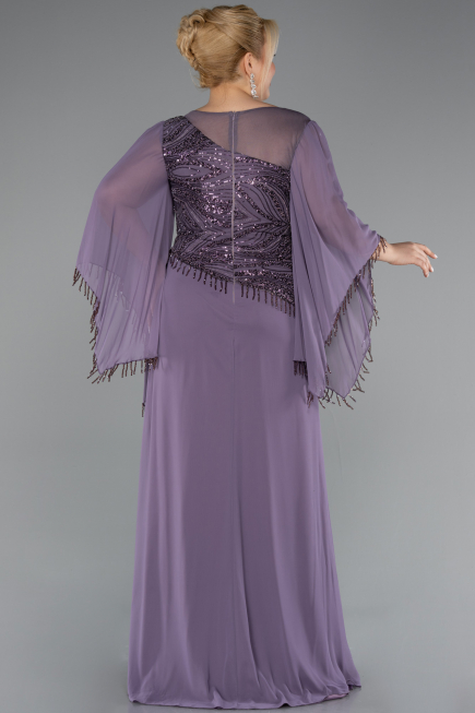 Robe De Soirée Grande Taille Longue Mousseline Lavande ABU5093