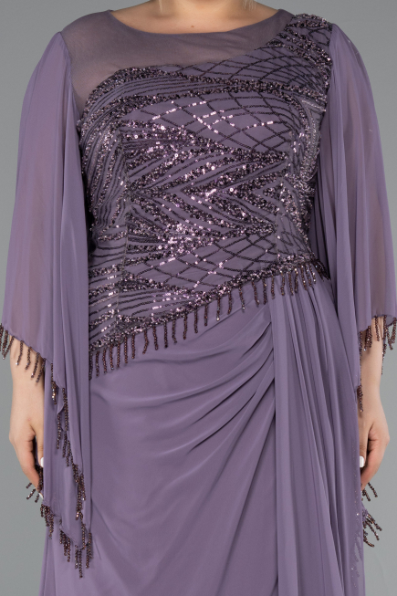 Robe De Soirée Grande Taille Longue Mousseline Lavande ABU5093