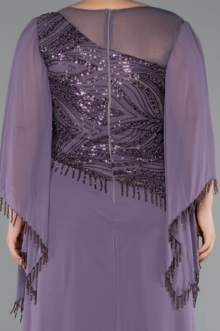 Robe De Soirée Grande Taille Longue Mousseline Lavande ABU5093