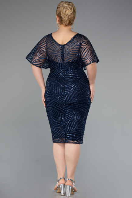 Robe De Invitation Grande Taille Midi Bleu Marine ABK2372