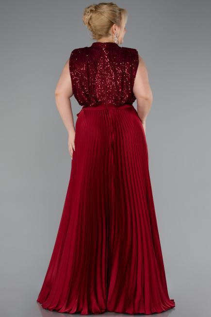 Robe Grande Taille Longue Rouge Bordeaux ABU3341