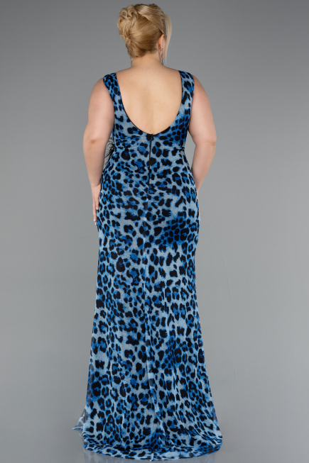 Robe De Soirée Grande Taille Longue Bleu ABU5018