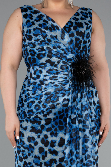 Robe De Soirée Grande Taille Longue Bleu ABU5018