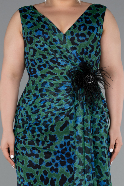 Robe De Soirée Grande Taille Longue Vert ABU5018