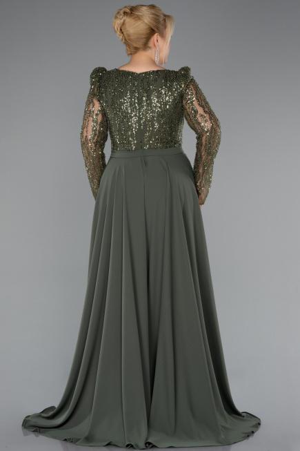 Robe de Soirée Grande Taille Longue Kaki ABU5094