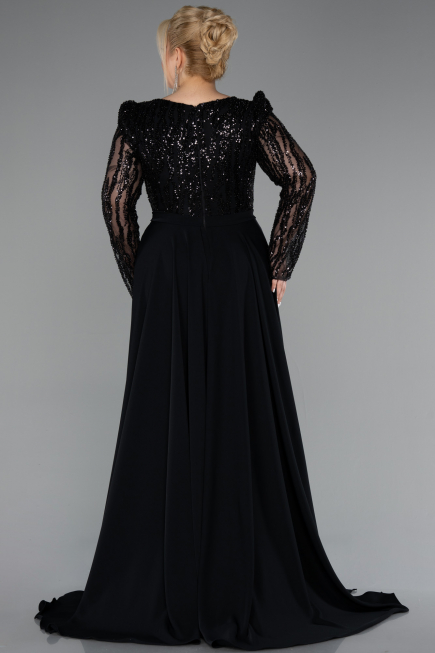 Robe de Soirée Grande Taille Longue Noir ABU5094