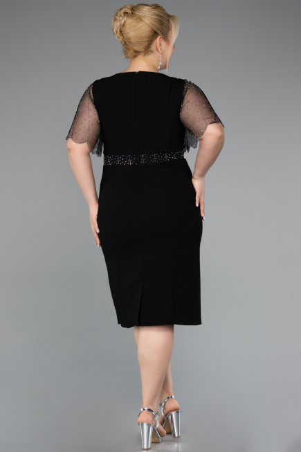 Robe De Invitation Grande Taille Midi Noir ABK2381