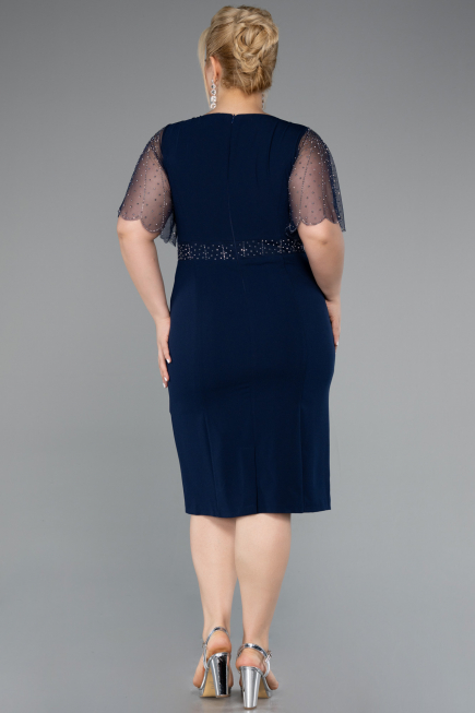 Robe De Invitation Grande Taille Midi Bleu Marine ABK2381