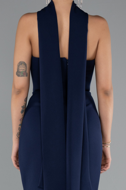 Robe de Soirée Longue Bleu Marine ABU5097