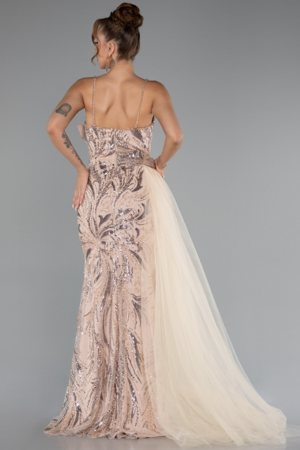 Robe De Soirée Perlé Longue Or ABU5003