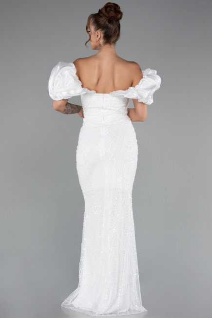 Robe Queue De Poisson Longue Blanc ABU4509