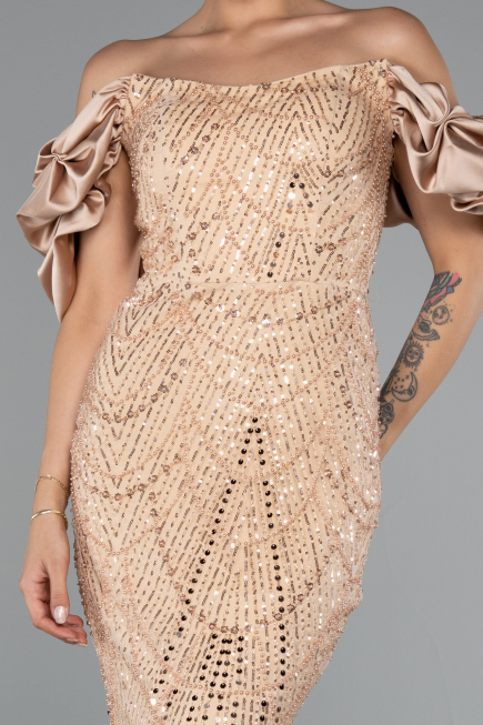 Robe Queue de Poisson Longue Or ABU4509