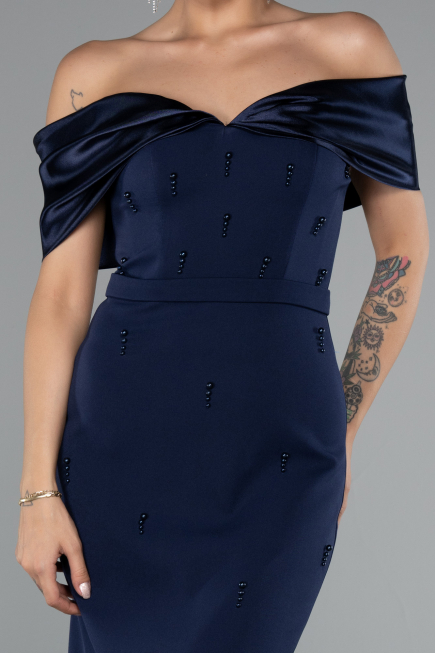 Robe De Soirée Midi Bleu Marine ABK2212