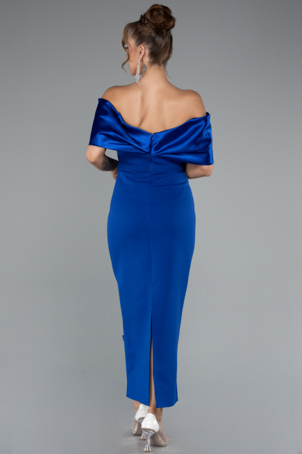 Robe De Soirée Midi Bleu Saxe ABK2212