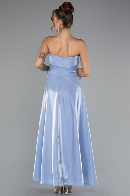 Robe De Cérémonie Satin Midi Bleu clair ABK2363