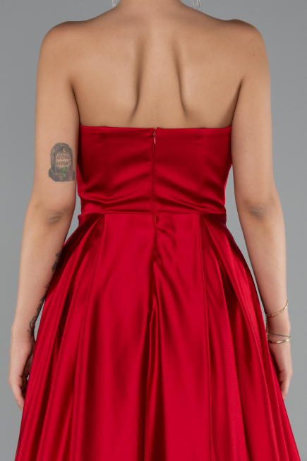 Robe de Soirée Longue Satin Rouge ABU5105