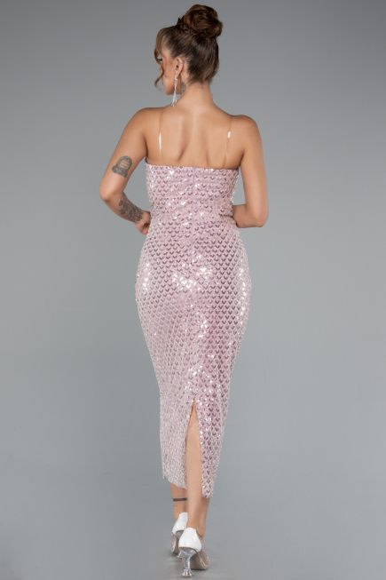 Robe de Cérémonie Midi Squameuse Poudre ABK2389