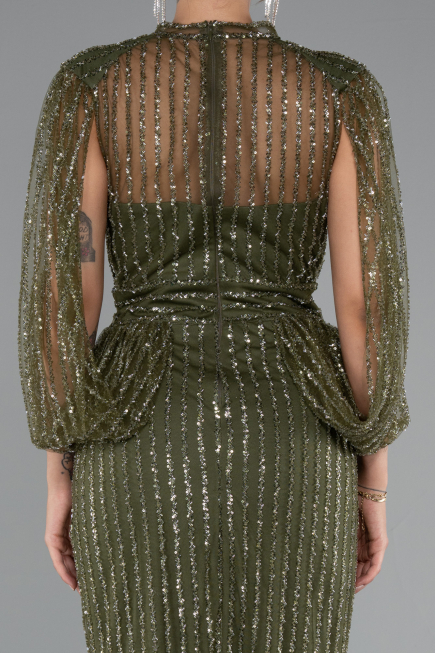 Robe De Soirée Longue Kaki ABU3981